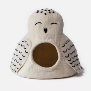 Brand New White Wool Owl Pet Nest Cave Home Decor | Dharma Dog Karma Cat Bed