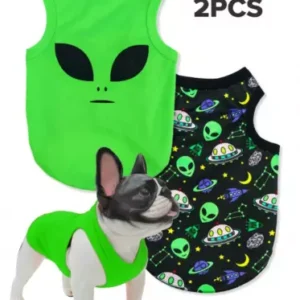 2 PCS Summer Alien Puppy Small Dog Cat Pet Clothes Breathable Vest T-Shirt USA